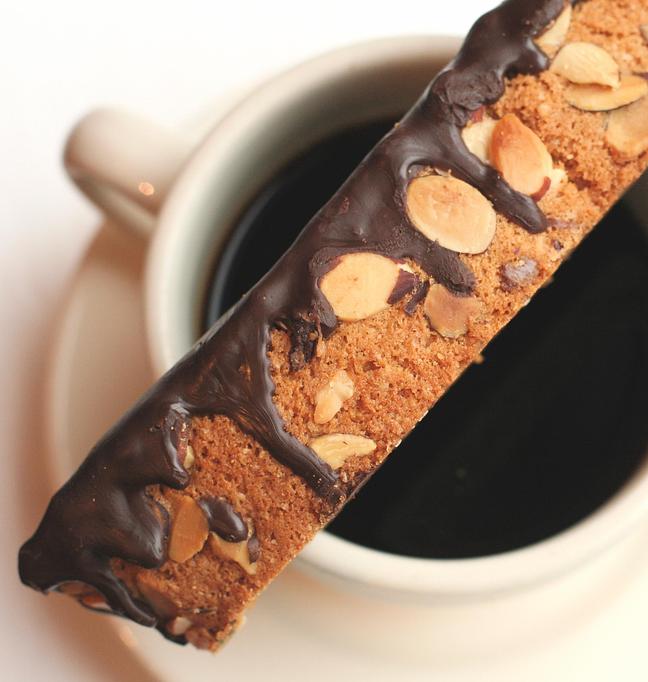 Product: dark-chocolate dipped almond biscotti - Southport Grocery & Cafe in Lakeview - Chicago, IL American Restaurants