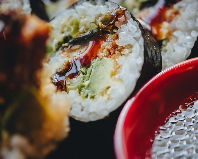 Product: bbq eel gets the crispy tempura treatment and is rolled with avocado, sweet soy and kizami wasabi. served with side of wasabi soy. available in 5 or 10 pieces - Sushi San - Reservations in River North - Chicago, IL Japanese Restaurants