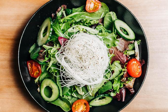Product: carrot-ginger vinaigrette sets apart our house salad featuring mesclun greens, cucumber, Mighty Vine cherry tomatoes, spiralized daikon and fresh cracked black pepper. - Sushi San - Reservations in River North - Chicago, IL Japanese Restaurants