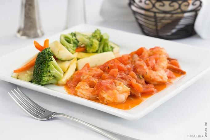 Product: Sautéed in a Sicilian red sauce, garlic & fresh tomatoes. - Swiss Louis in San Francisco, CA Restaurants/Food & Dining