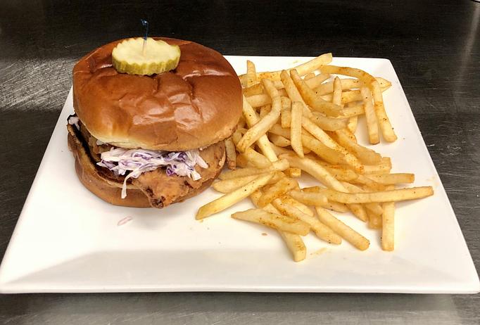 Product: Served with choice of fries or tater tots. - The Bottom Line in Farragut Square, Downtown - Washington, DC Pubs Product: Served with choice of fries or tater tots. - The Bottom Line in Farragut Square, Downtown - Washington, DC Pubs