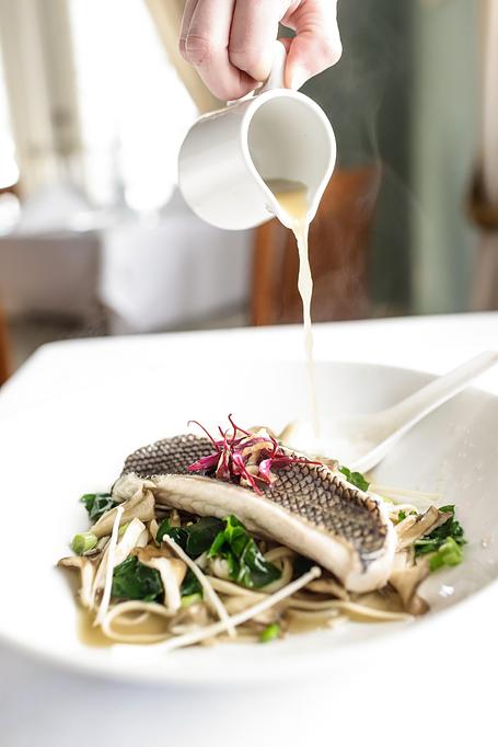 Product: Udon noodles, asian mushrooms, ginger-lemongrass broth - The Plaza Café in Southampton Village - Southampton, NY American Restaurants