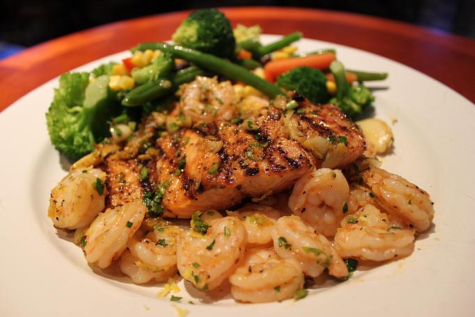 Product: Salmon and Shrimp - Upperdeck Ale and Sports Grill in Hallandale Beach, FL American Restaurants