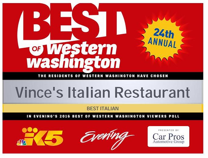 Product - Vince's Italian Restaurant & Pizzeria - Federaly in Downtown Federal Way - Federal Way, WA Italian Restaurants