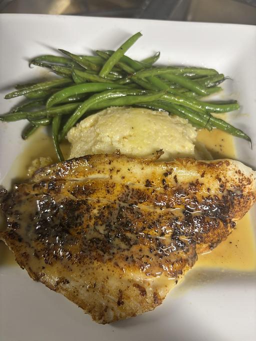 Product: Served with smoked Gouda cheese grits, French green beans
and citrus beurre blanc. - Midtown Cafe in Nashville, TN American Restaurants Product: Served with smoked Gouda cheese grits, French green beans
and citrus beurre blanc. - Midtown Cafe in Nashville, TN American Restaurants