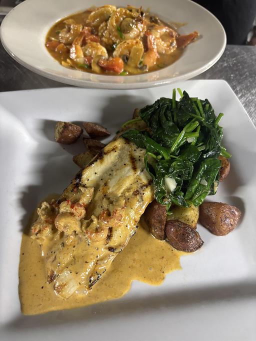 Product: with roasted red potatoes, sautéed spinach
and crawfish cream sauce. - Midtown Cafe in Nashville, TN American Restaurants Product: with roasted red potatoes, sautéed spinach
and crawfish cream sauce. - Midtown Cafe in Nashville, TN American Restaurants