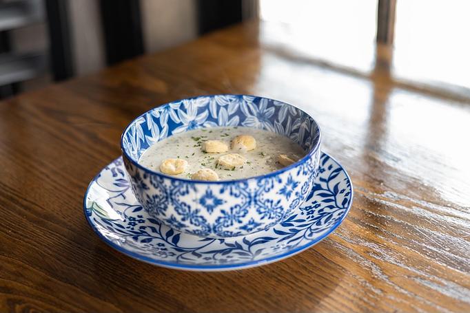 Product: New England Clam Chowder - Nikolas Pizza in Newport, RI Pizza Restaurant