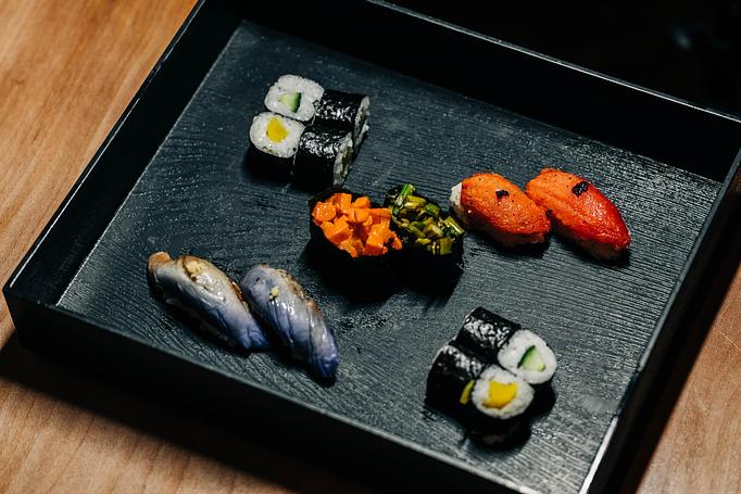 Product: mighty vine tomatoes, carrots, asparagus, and other fresh and preserved vegetables are slow-roasted, simmered, or simply dressed to bring out key aspects of their flavor and texture - Sushi San - Reservations in River North - Chicago, IL Japanese Restaurants