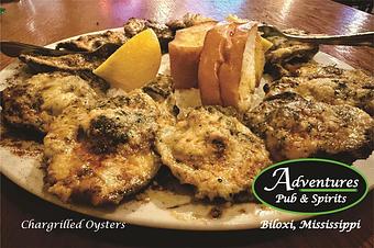 Product: Louisiana Chargrilled Oysters - Adventures Pub & Spirits in Downtown Biloxiu - Biloxi, MS Pubs