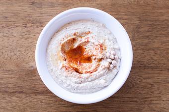 Product: a papular Middle Eastern dip, made from blended chickpeas, tahini, olive oil, lemon juice, and seasoning. - Aiden's Grill in la crescenta / montrose / sunlandtujunga  /goendale - Glendale, CA Mediterranean Restaurants