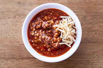 Product: Gheymeh is Iranian Stew Consisting of Diced Beef, Split peas, Onion, Tomato paste and Dried lime, garnishd with golden french fries. - Aiden's Grill in la crescenta / montrose / sunlandtujunga  /goendale - Glendale, CA Mediterranean Restaurants