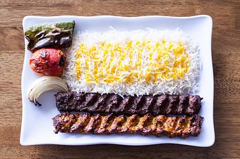 Product: combination of chicken koobideh and beef koobideh,daily well marinaded with dairy, onion, authentic Persian seasoning cook on open flame to perfection. - Aiden's Grill in la crescenta / montrose / sunlandtujunga  /goendale - Glendale, CA Mediterranean Restaurants