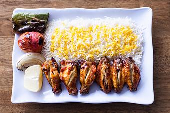 Product: Chicken wings plate ( bone in) (8 pcs) daily well marinaded with dairy, onion, lemon juice, oil and authentic Persian seasoning cook on open flame to perfection. - Aiden's Grill in la crescenta / montrose / sunlandtujunga  /goendale - Glendale, CA Mediterranean Restaurants