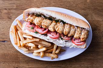 Product: Chicken breast sandwich made with, mayo, parsley, onion, tomato, lettuce on your choice of bread, french roll or lavash wrap (thin bread) - Aiden's Grill in la crescenta / montrose / sunlandtujunga  /goendale - Glendale, CA Mediterranean Restaurants