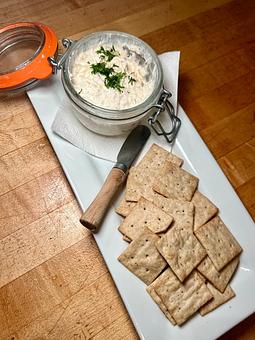 Product: Smoked Salmon Spread with Almond Crackers (GF) - Ashley's Restaurant in Across from the University of Michigan Campus in the heart fo the State Street Shopping District. - Ann Arbor, MI American Restaurants