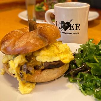 Product: Steak & Egg Cheese Bagel - Avalon International Breads in Cass Corridor/Midtown - Detroit, MI Bakeries