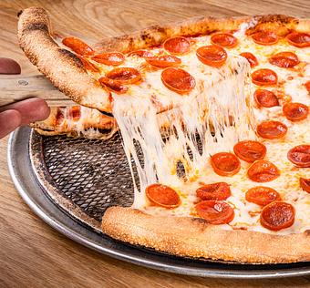 Product: New York Style Pizza - cheesepull - Blue Pan Pizza in South Golden - Golden, CO American Restaurants