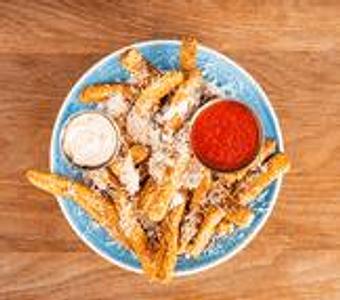 Product: Eggplant Fries - Blue Pan Pizza in West Higlands - Denver, CO Dessert Restaurants