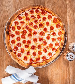 Product: New York Style Pizza- Cupping Roni - Blue Pan Pizza in West Higlands - Denver, CO Dessert Restaurants