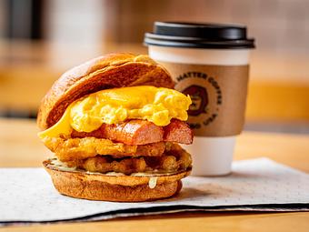 Product: Hotlink Hashbrown Sandwich - Do-Rite Donuts & Chicken in Chicago, IL Donuts