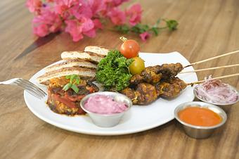 Product: Grilled Summer Vegetables, Sumac Onions, Beet Tzatziki, Harissa, Artisan Pita - The Palms AVEDA Spa in Miami Beach - Miami Beach, FL Beauty Salons