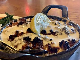 Product: Delight in Our Daily House made Atlantic Seafood Pie! - Geddy's in Downtown Bar Harbor, just steps from the town pier. - Bar Harbor, ME American Restaurants