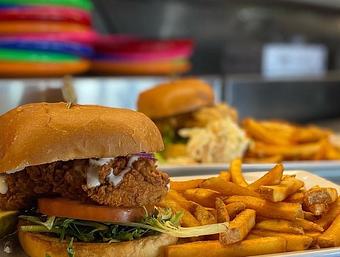 Product: Discover The Best Crispy Chicken Sandwich Around! - Geddy's in Downtown Bar Harbor, just steps from the town pier. - Bar Harbor, ME American Restaurants