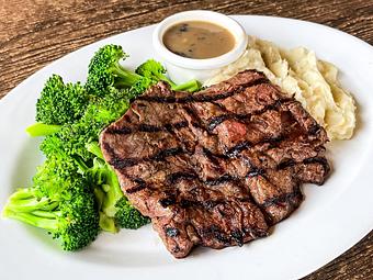 Product: Flat Iron Steak Plate - Hugo's Studio City in Valley Village - Studio City, CA Vegetarian Restaurants