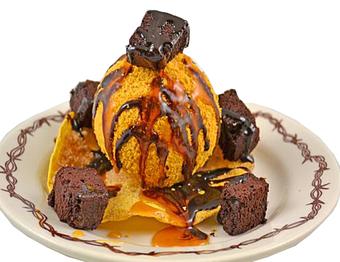 Interior: Fried ice cream topped with brownie chunks! - Buffalo Phil's Pizza & Grille in The Waterpark Capital of the World- Wisconsin Dells! - Wisconsin Dells, WI American Restaurants