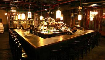 Interior: Our unique, handcrafted concrete bar sports a heavy selection of beer, wine, and spirits. - Dirck the Norseman -- The Greenpoint Beer and Ale in Brooklyn, NY Pubs