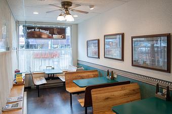 Interior: Our booth seating area is a great spot to people watch and enjoy the sunlight through the large store front windows. A perfect spot to enjoy a cup of coffee and chat with friends and family. - Dutton's Parlour in Valley City, ND Coffee, Espresso & Tea House Restaurants