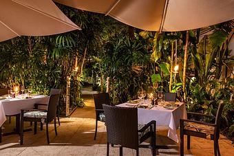 Interior: Essensia Restaurant Terrace Evening - Essensia Restaurant at The Palms Hotel & Spa in Miami Beach - Miami Beach, FL Global Restaurant