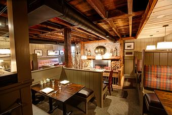 Interior: parlor like space in the heart of Stowe village - Harrison's Restaurant & Bar in Stowe Village - Stowe, VT American Restaurants