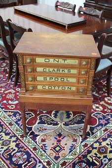 Interior: Clark's Spool Cabinet - Hash Auctions in Berryville, VA Auctioneers