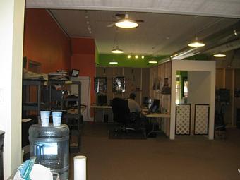 Interior: Work room after we moved in - Heckey's Computers & Vacuum Services in Waupaca, WI Vacuum Cleaners