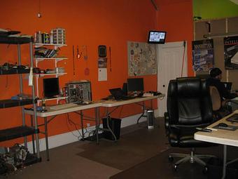 Interior: Work room after we moved in - Heckey's Computers & Vacuum Services in Waupaca, WI Vacuum Cleaners