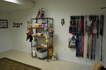 Interior: Our merchandise area. We sell dog's collar, leashes, etc. - Horners Corner Pet Salon in Vienna, VA Pet Boarding & Grooming