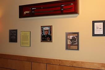 Interior: Col Wesley L Fox's wall; 43 yrs in the USMC from private to Colonel, from Korea through Viet Nam - Indochine in Mid-Town - Palo Alto, CA Thai Restaurants