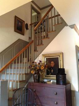 Interior: What a foyer to welcome guests - Just A Little Bit Country & Log Cabin Hooked Rugs in Waukesha, WI Cabins Cottages & Chalet Rental