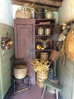 Interior: A buttery 1800's style, commonly called a "mud" room now. - Just A Little Bit Country & Log Cabin Hooked Rugs in Waukesha, WI Cabins Cottages & Chalet Rental