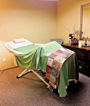 Interior: We have a hydraulic table that makes it easier for clients with difficulty getting on and off traditional massage tables the ability to be lowered further to the floor and have the back raised if suffer difficulty breathing. - Life's Retreat Massage and Spa in Elk River, MN Massage Therapy