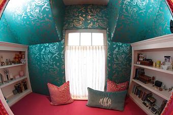 Interior: The perfect teen room - complete with custom designed reading nook.  Wallpaper and fabric selections available from Panache. - Panache in Wolflin Village - Amarillo, TX Business Services