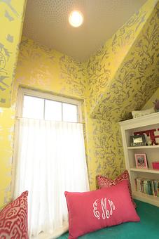 Interior: The perfect teen room - complete with a custom designed reading nook.  Wallpaper and fabric selections available from Panache. - Panache in Wolflin Village - Amarillo, TX Business Services