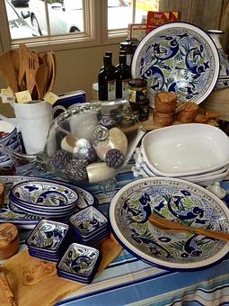 Interior: Hand painted dishes from Tunisia - Stone Creek Kitchen in Monterey, CA Food & Beverage Stores & Services