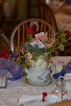 Interior: The table setting at our Alice in Wonderland High Tea - Wildflowers Tea Room in Broomfield, CO Irish Restaurants