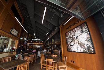 Interior: Y'Bar from the garage door - Wy'East Cafe in Timberline Lodge, OR American Restaurants