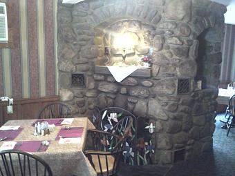 Interior: Dining Room Fireplace - Wyalusing Hotel in Downtown Wyalusing - Wyalusing, PA American Restaurants