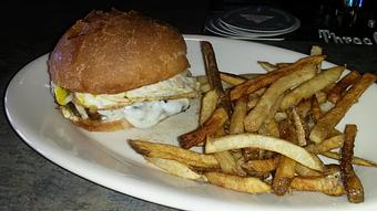 Product: Ranchero Burger with Fried Egg! - Aliota's Pub & Grill in Visa, American Express, Mastercard and Discover - Milwaukee, WI American Restaurants