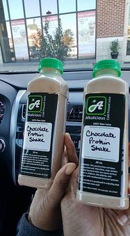 Product: Our vegan protein shake is everything! Banana, almond or cashew, and your choice of chocolate or vanilla protein. - Alkalicious Cold Pressed Juice Bar in Greenbrier East - Chesapeake, VA Organic Restaurants