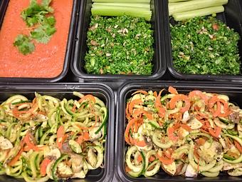 Product: Some raw meal prep options! Shown here: Tomato & Carrot Bisque - Alkalicious Cold Pressed Juice Bar in Greenbrier East - Chesapeake, VA Organic Restaurants